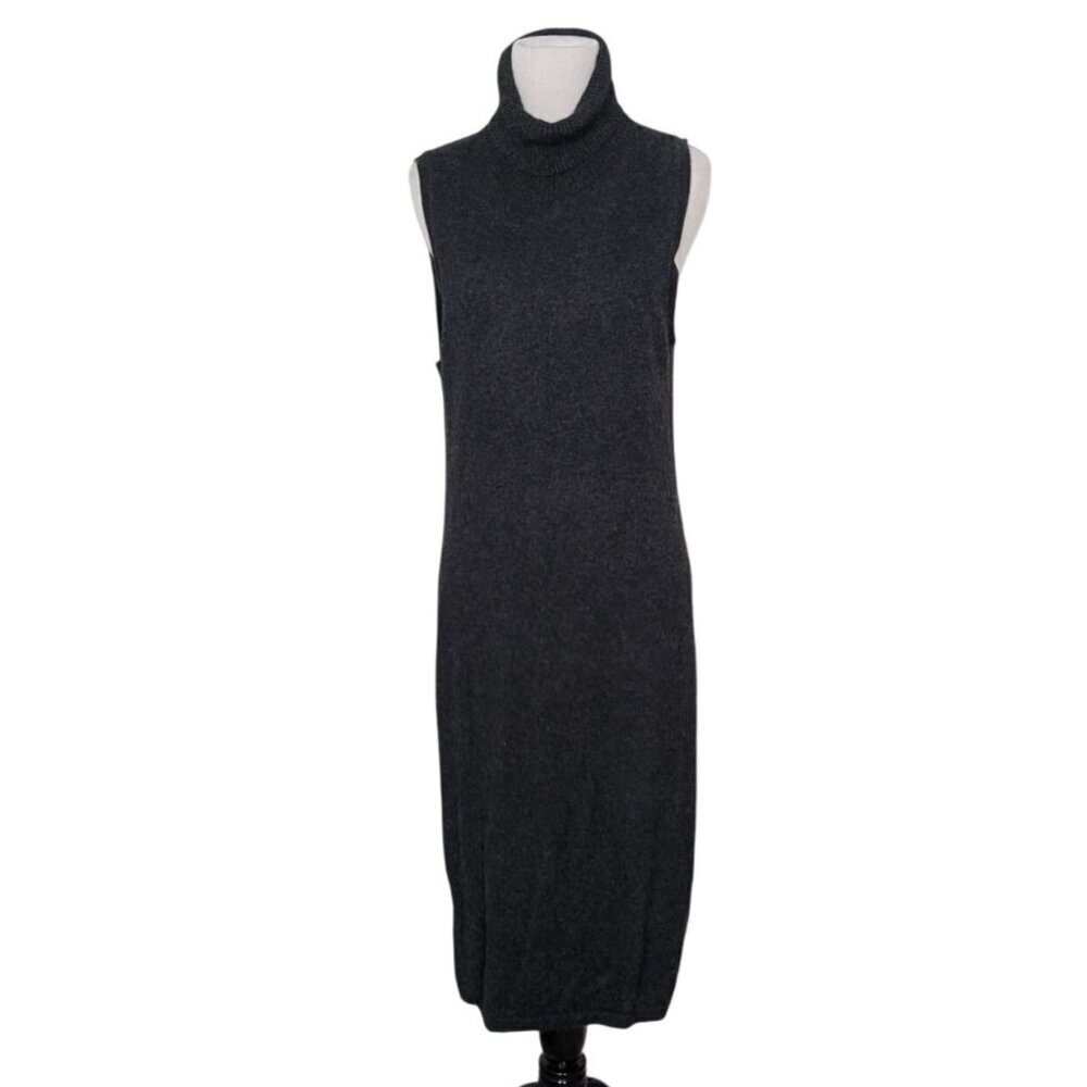 Katherine Kelly Midi Turtleneck Sweater Dress Womens Size Medium Gray Sleeveless